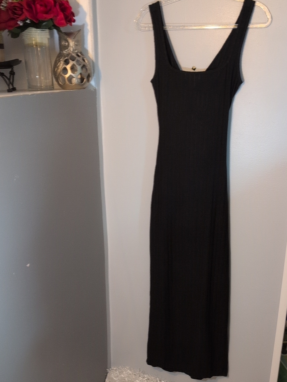 HALARA Black Ribbed Tank Maxi Dress